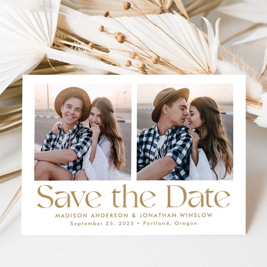 Moderne Vintage Goldbriefe 2 Foto Save The Date