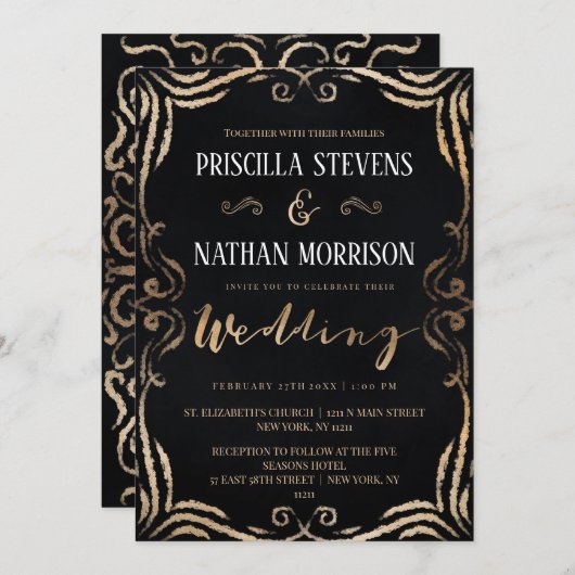 Moderne Vintage Golddecke Einladung (Vorne/Hinten)