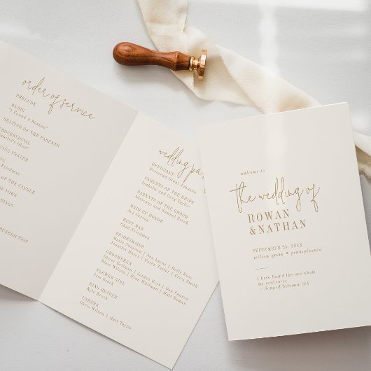 Moderne Vintage Goldfaltenhochzeit Programm