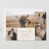 Moderne Vintage Goldfoto-Collage Save The Date (Vorderseite)