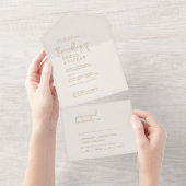 Moderne Vintage Goldhochzeit All In One Einladung (Abreißen)