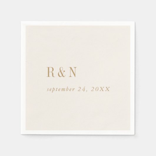 Moderne Vintage Goldmonogramm-Hochzeit Serviette (Vorderseite)