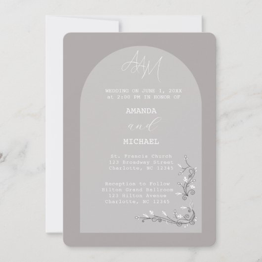 Moderne Vintage Grauer Bogen Einladung (Vorderseite)