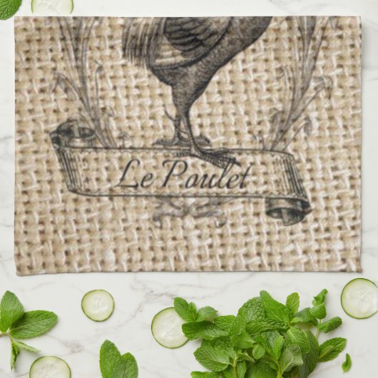 Moderne Vintage Hähnchenbauernhähnchen - französis Geschirrtuch (Gefaltet)