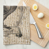 Moderne Vintage Hähnchenbauernhähnchen - französis Geschirrtuch (Viertel Falte)