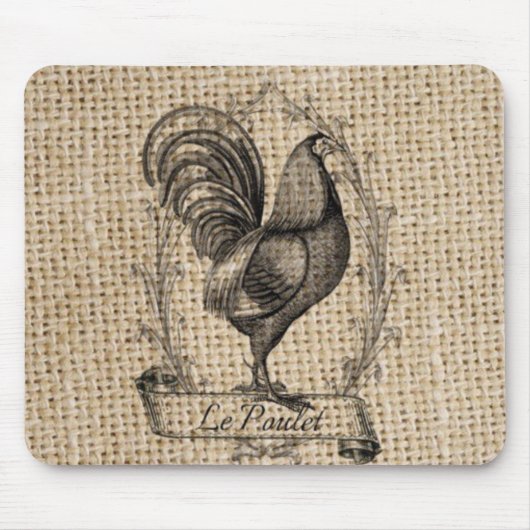 Moderne Vintage Hähnchenbauernhähnchen - französis Mousepad (Vorne)
