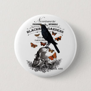 moderne Vintage Halloween Crop and Skull Button