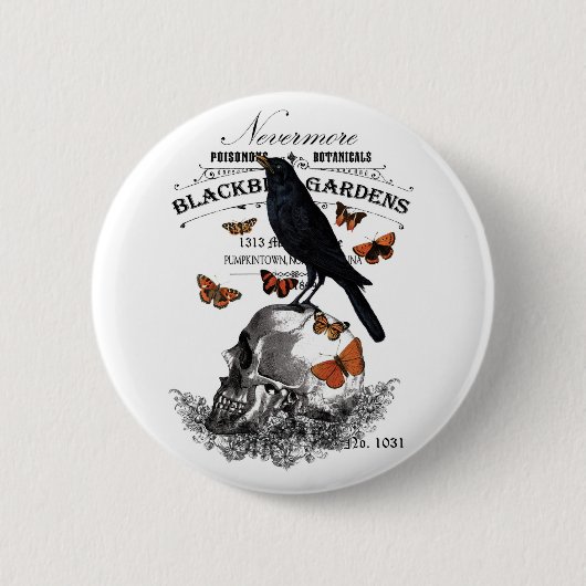 moderne Vintage Halloween Crop and Skull Button (Vorderseite)