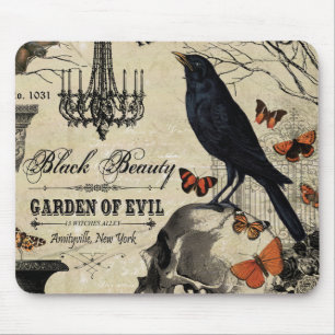 moderne Vintage Halloween Crop and Skull Mousepad