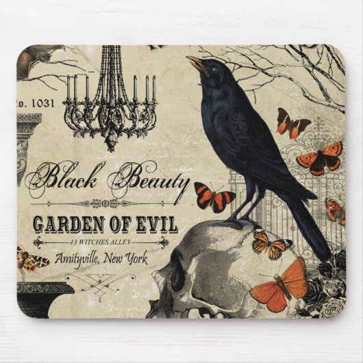 moderne Vintage Halloween Crop and Skull Mousepad (Vorne)