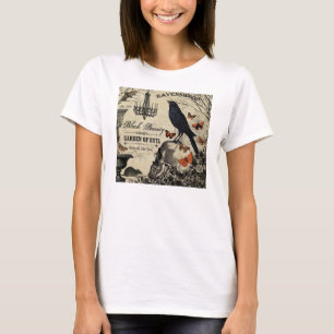 moderne Vintage Halloween Crop and Skull T-Shirt