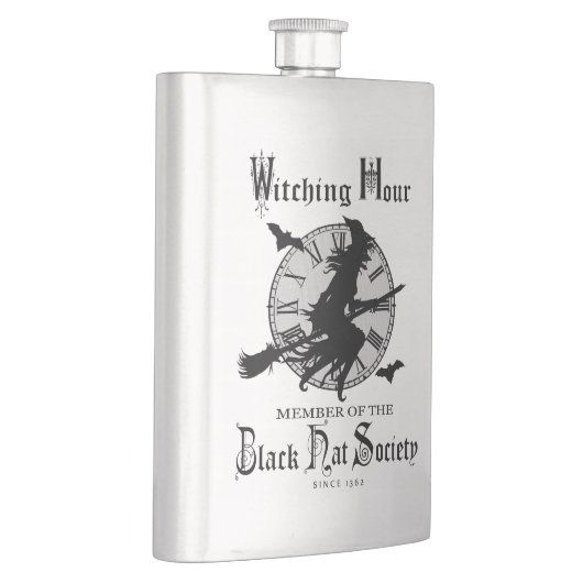 Moderne Vintage Halloween-Hexe Flachmann (Rechts)