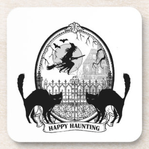 moderne Vintage Halloween-Hexe Getränkeuntersetzer