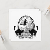 moderne Vintage Halloween-Hexe Karte (Vorderseite/Rückseite Beispiel)