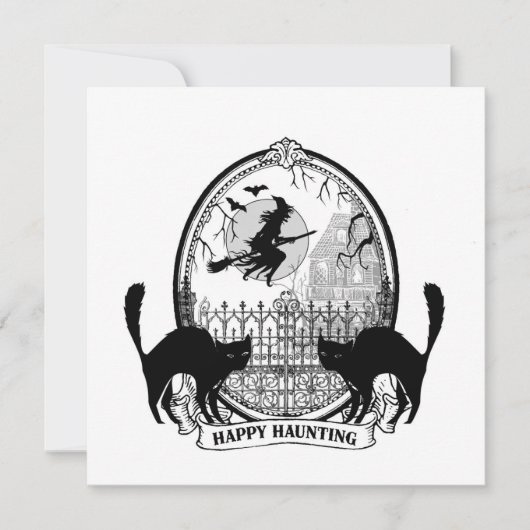 moderne Vintage Halloween-Hexe Karte (Vorderseite)