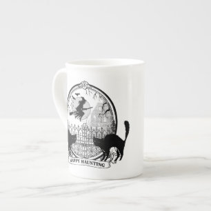 moderne Vintage Halloween-Hexe Porzellantasse