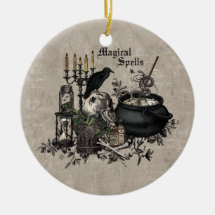Moderne vintage Halloween HEXENGEBRÄU Keramikornament