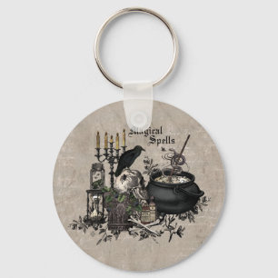 Moderne vintage Halloween HEXENGEBRÄU Schlüsselanhänger