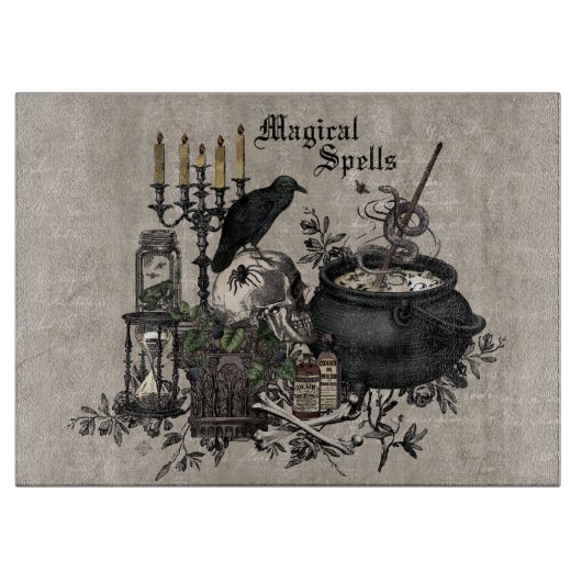 Moderne vintage Halloween HEXENKRAFT Schneidebrett (Vorderseite)