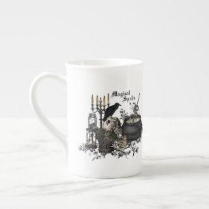 Moderne vintage Halloween HEXENTRANK Porzellantasse