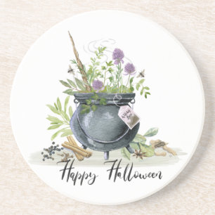 Moderne Vintage-Halloween-Kessel-Rezept 1 Getränkeuntersetzer