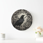 moderne Vintage Halloween-Krähe Große Wanduhr (Zuhause)