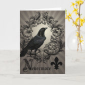 moderne Vintage Halloween-Krähe Karte (Gelbe Blume)