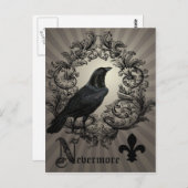 moderne Vintage Halloween-Krähe Postkarte (Vorne/Hinten)