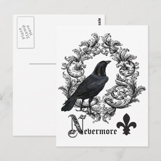 moderne Vintage Halloween-Krähe Postkarte (Vorne/Hinten)