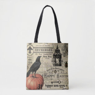 MODERNE VINTAGE HALLOWEEN KRÄHE UND KÜRBIS TASCHE