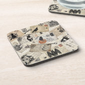 Moderne Vintage Halloween-Postkarten Getränkeuntersetzer (Linke Seite)