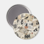 Moderne Vintage Halloween-Postkarten Magnet (Vorderseite/Rückseite)