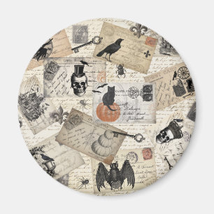 Moderne Vintage Halloween-Postkarten Magnet
