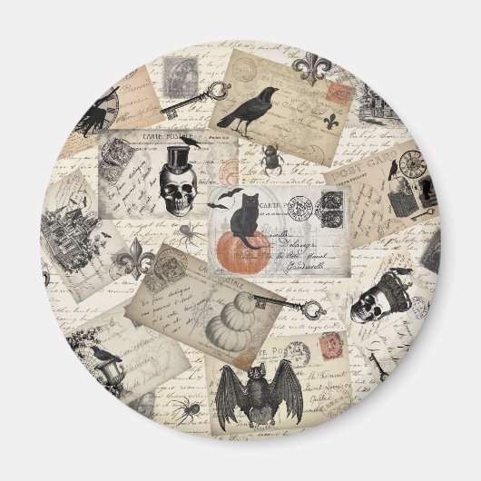 Moderne Vintage Halloween-Postkarten Magnet (Vorne)