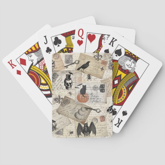 Moderne Vintage Halloween-Postkarten Spielkarten (Rückseite)