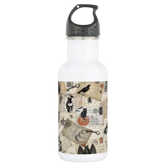 Moderne Vintage Halloween-Postkarten Trinkflasche (Vorderseite)