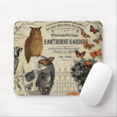 Moderne Vintage Halloween-Uhu und -Schädel Mousepad (Mit Mouse)