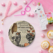 Moderne Vintage Halloweeneule und -schädel Pappteller (Party)