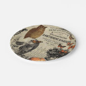 Moderne Vintage Halloweeneule und -schädel Pappteller (Schrägansicht)