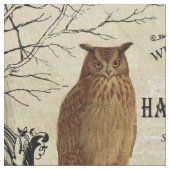 Moderne Vintage Halloweeneule und -schädel Stoff (Nahaufnahme)