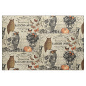 Moderne Vintage Halloweeneule und -schädel Stoff (Fat Quarter (45,7 x 55,9 cm))