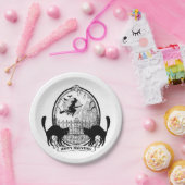moderne Vintage Halloweenhexe und -katzen Pappteller (Party)