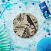 moderne Vintage Halloweenkrähe und -schädel Pappteller (Party)