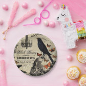 moderne Vintage Halloweenkrähe und -schädel Pappteller (Party)