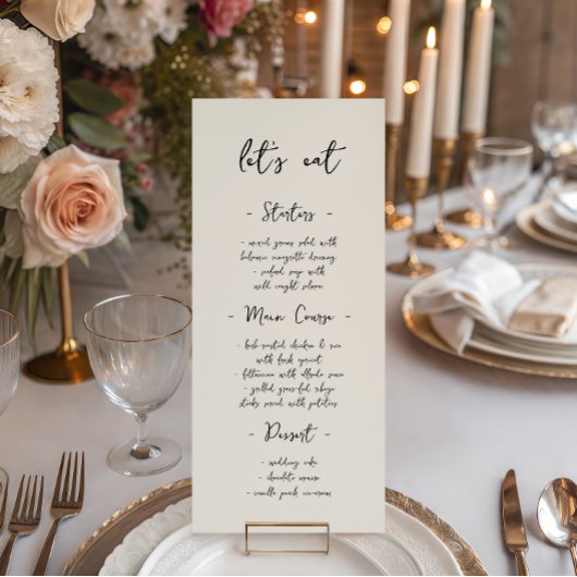 Moderne Vintage-Handschrift Hochzeitsdinner Menükarte