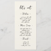Moderne Vintage-Handschrift Hochzeitsdinner Menükarte (Vorderseite)