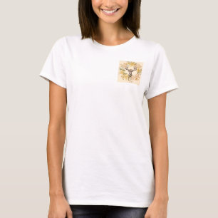 Moderne Vintage Hirsche Rustikale Rosa Blume T-Shirt