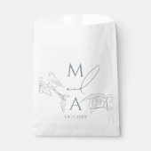 Moderne Vintage Hochzeit mit blauem Monogramm Geschenktütchen (Vorderseite)