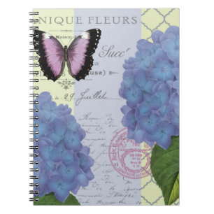 moderne Vintage Hydrangee und Schmetterling Notizblock