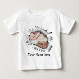 Moderne Vintage-Individualfotografie in einem Loch Baby T-shirt